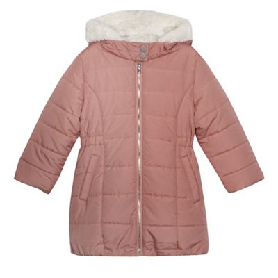 bluezoo Girls' pink padded zip up hooded coat